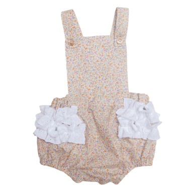 Barboteuse Liberty avec des froufrous - coton bio